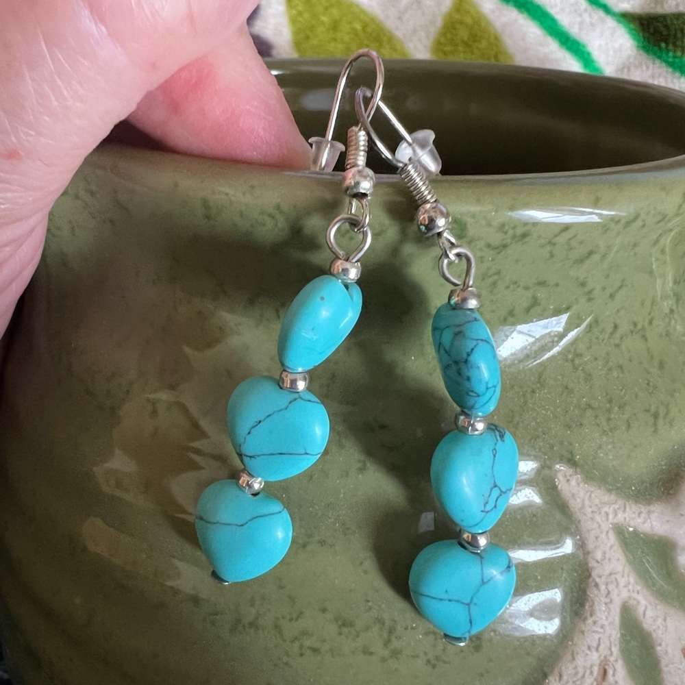 Turquoise Heart Drop Earrings